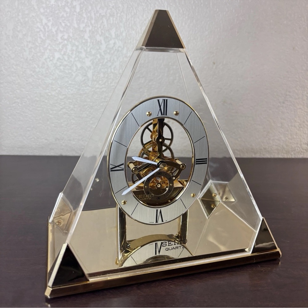 Seiko Gold and Silver Triangular Wall Clock